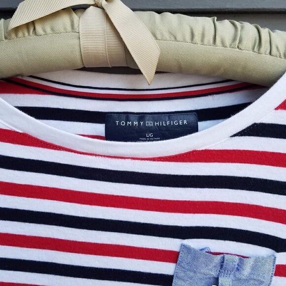 Tommy Hilfiger Short Sleeve Striped Cotton Knit Dress - Size Large - Picture 2 of 5